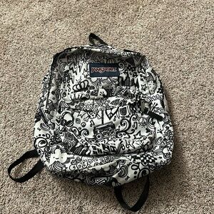 Black and white pattern Jansport backpack - unisex
